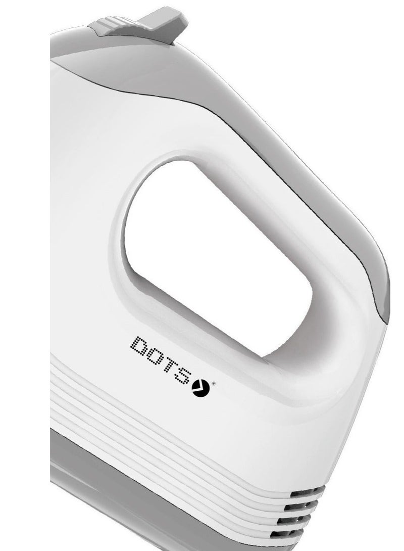 DOTS Electric Hand Mixer 5 Speed Handheld Whisk with Turbo,120W 90 Seconds To Complete Stainless Steel Egg Whisk for Kitchen,Include Beaters And Dough Hooks,White - Image 4